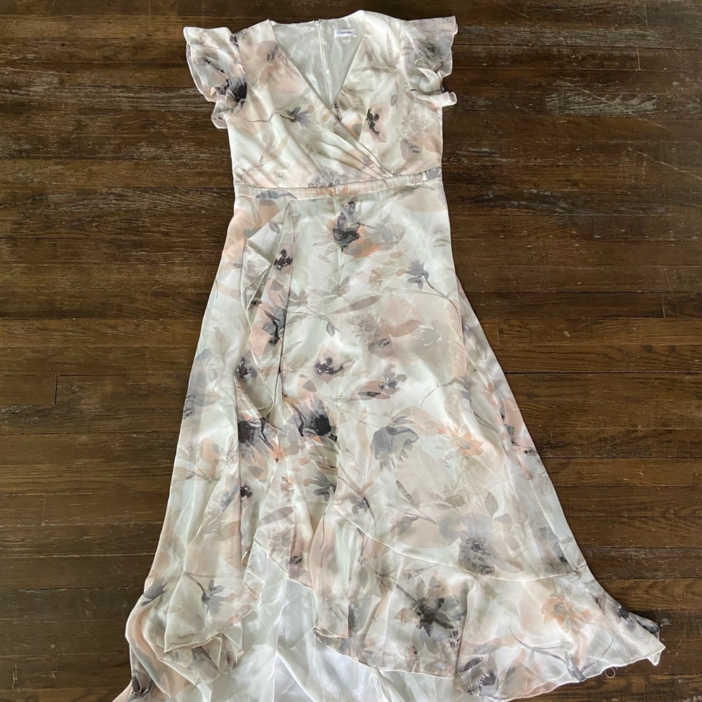 Calvin Klein Printed Chiffon Gown